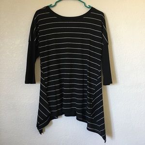 Black & Cream 3/4 Sleeve Striped Sweater Large